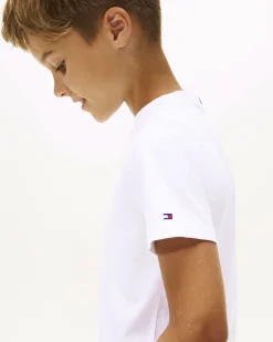 T-shirt Tommy Hilfiger bianca in puro cotone con scritta logo