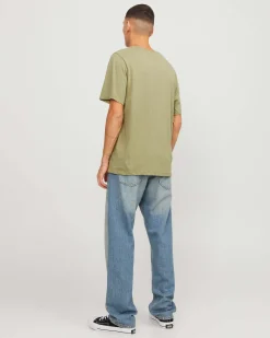 T-shirt verde militare regular-fit in puro cotone con stampa logo frontale