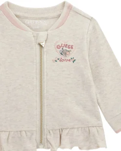 Tuta Guess con body in puro cotone beige e rosa