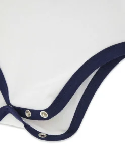 Tuta Guess con body in ciniglia di puro cotone blu e bianco