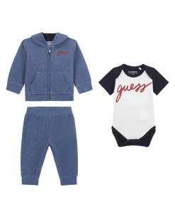 Tuta Guess con body in misto cotone beige e azzurro