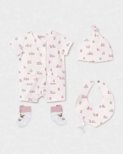 Tutina avorio e beige con set 3 pezzi bavaglino calzini e cappellino coordinati