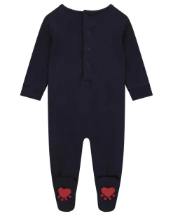 Tutina Guess blu in puro cotone con orsetto