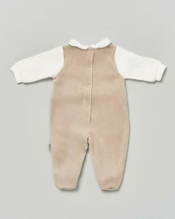 Tutina Lalalù in ciniglia avorio e beige con rouches