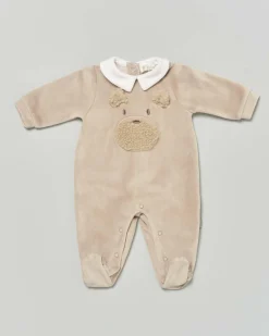 Tutina Lalalù in ciniglia beige con orsetto teddy