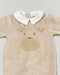 Tutina Lalalù in ciniglia beige con orsetto teddy