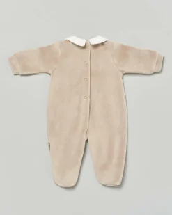 Tutina Lalalù in ciniglia beige con orsetto teddy