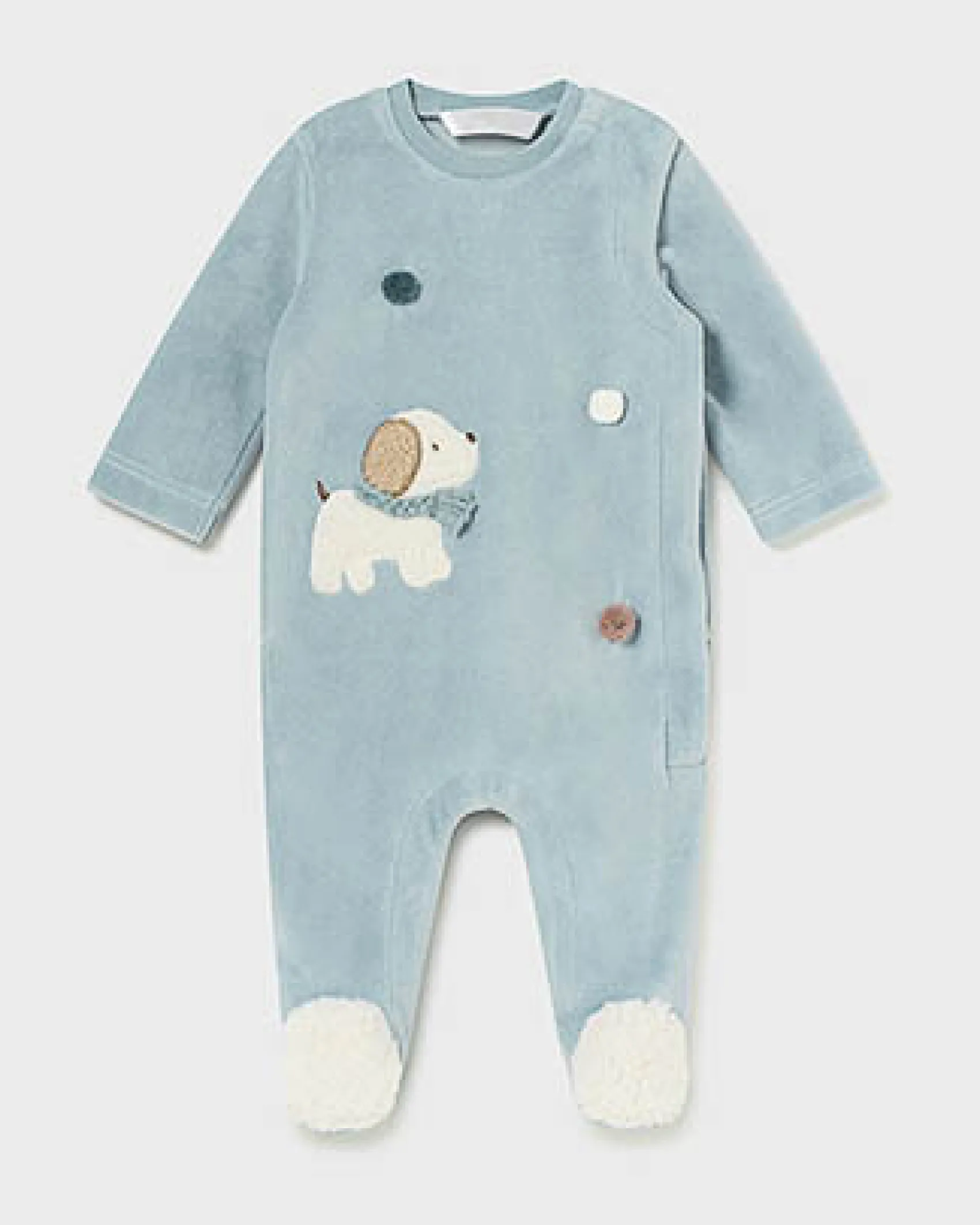 Tutina Mayoral azzurra a maniche lunghe con patch cagnolino