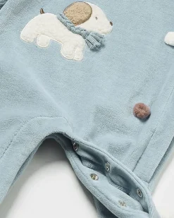 Tutina Mayoral azzurra a maniche lunghe con patch cagnolino