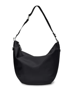 Valera Shoulder Bag nera misura grande a mezza luna in tessuto impermeabile con tracolla regolabile
