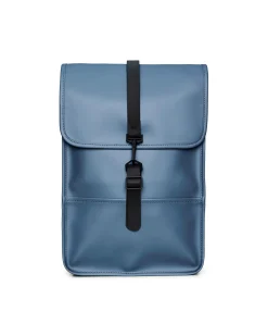 Zaino Backpack Mini color avio in tessuto tecnico impermeabile effetto gommato con patta