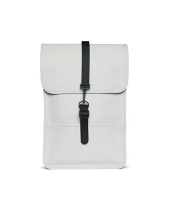 Zaino Backpack Mini color gesso in tessuto tecnico impermeabile effetto gommato con patta