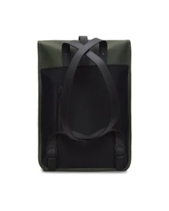 Zaino Backpack Mini verde militare dalla linea rettangolare con tasca frontale e chiusura a moschettone