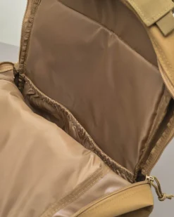 Zaino kaki in tessuto con tasca esterna con zip verticale