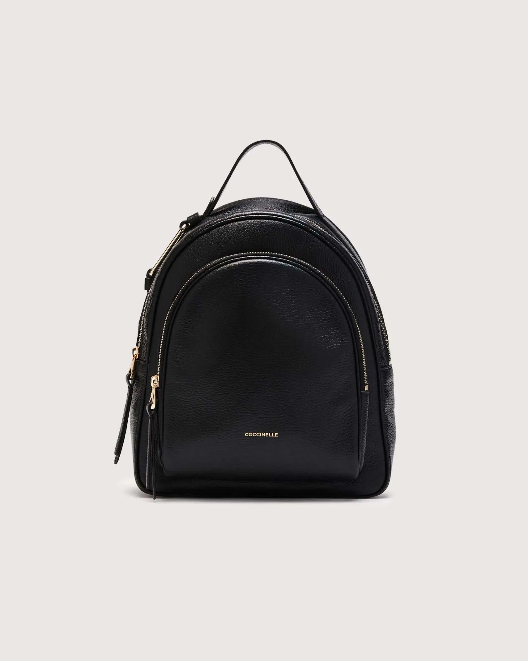 Zaino nero Coccinelle Malory Medium in pelle con tasca frontale