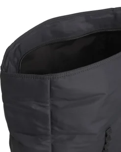 Zaino nero in nylon con tascone in tessuto ripstop e patch monogramma giallo ricamato
