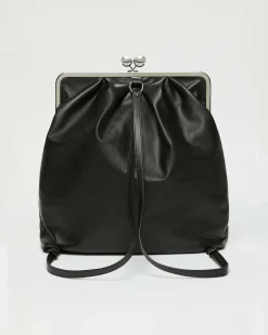 Zaino nero in pelle Weekend Max Mara con chiusura metallica a sfere personalizzate